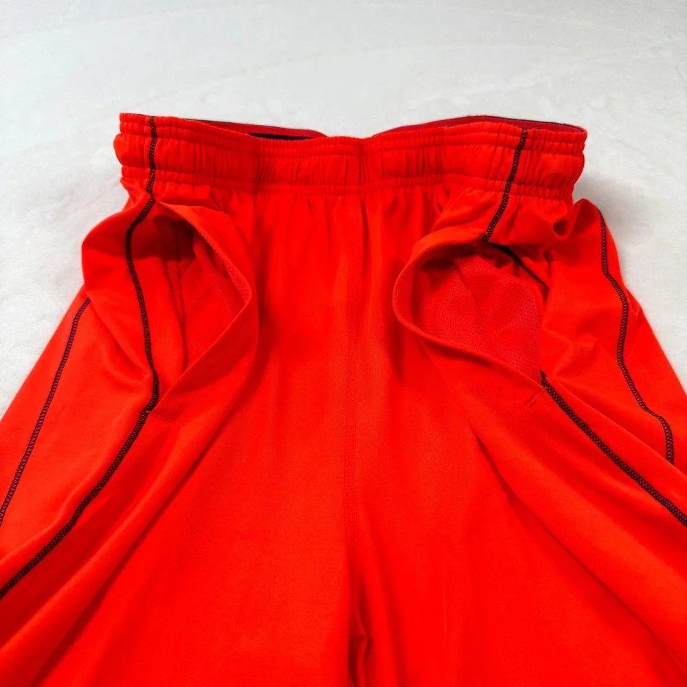 Under Armour Shorts Mens Large Orange Good Basketball‎ Athletic Gym Training